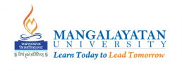 Mangalayatan University logo with motto Learn Today to Earn Tomorrow and university wordmark